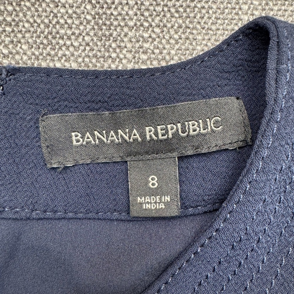 Banana Republic Utility Sheath Dress Womens 8 Navy Sleeveless Button Pocket - Picture 9 of 16